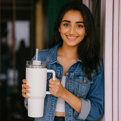 Vacuum Insulated 40oz / 1.18 L Stainless Steel Quencher Tumbler - Spill Resistant & Reusable - Crystalkart