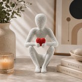 NOBody - Love's Embrace Minimalist Sculpture | Modern Abstract Home Decor Figurine with Red Heart