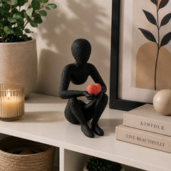 NOBody - Love's Embrace Minimalist Sculpture | Modern Abstract Home Decor Figurine with Red Heart
