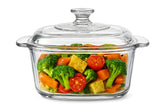 Transparent Tempered Glass Square Casserole with Lid - 2150 ml, Microwave Safe, Heat - Resistant, Durable, and Elegant Design - Crystalkart