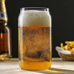 Beer Can Shaped Glasses with Glass Straw - 540ml Tumbler Cups for Coffee, Cocktails, & Beer - Crystalkart