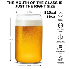 Beer Can Shaped Glasses with Glass Straw - 540ml Tumbler Cups for Coffee, Cocktails, & Beer - Crystalkart