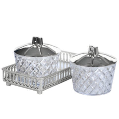 Jaypee Plus O'Luxe Airtight 2 - Piece Crystal Jar Set with Tray | Unbreakable Food Grade Plastic Containers with Metallic Mirror Glass Tray | Ideal for Dry Fruits, Spices, and Snacks | Elegant Serving & Gifting Set - Crystalkart