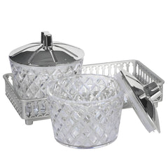 Jaypee Plus O'Luxe Airtight 2 - Piece Crystal Jar Set with Tray | Unbreakable Food Grade Plastic Containers with Metallic Mirror Glass Tray | Ideal for Dry Fruits, Spices, and Snacks | Elegant Serving & Gifting Set - Crystalkart