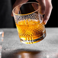 Luxury Crystal Premium Whisky Glass | 350 ml | Stylish Design & Heavy Base | Perfect for Scotch, Mixed Drinks, Wine, Bourbon, Water and Cocktail Drinks - Crystalkart