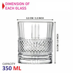 Luxury Crystal Premium Whisky Glass | 350 ml | Stylish Design & Heavy Base | Perfect for Scotch, Mixed Drinks, Wine, Bourbon, Water and Cocktail Drinks - Crystalkart