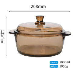 Round Color Glass Casserole with Lid, 1000 ml | Microwave Safe, Heat Resistant, Easy to Clean, Stylish Serving Bowl for Cooking, and Storage | Durable Glass Design for All Occasions - Crystalkart