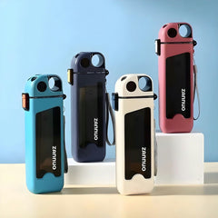 Zannuo 350ml Leakproof Plastic Water Bottle with Straw – BPA - Free, Compact & Portable – Ideal for School, Travel, Gym & Outdoor Activities – Stylish Flat - Square Design for Kids & Adults - Crystalkart