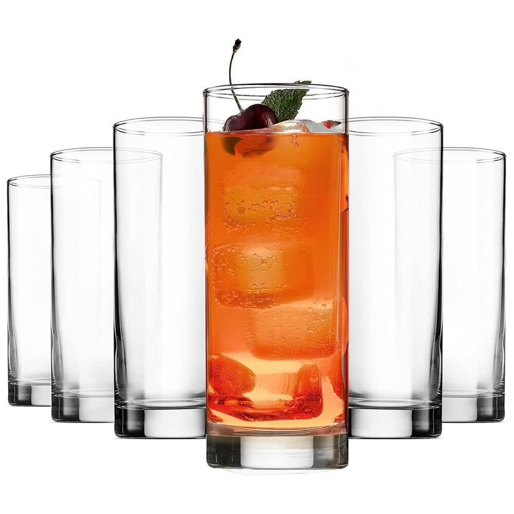 300 ml Highball Water Glasses - Tall Drinking Glasses for Water, Juice, Mojito, Cocktail, Lead - Free, Perfect for Home, Restaurants, and Parties - Crystalkart Main image