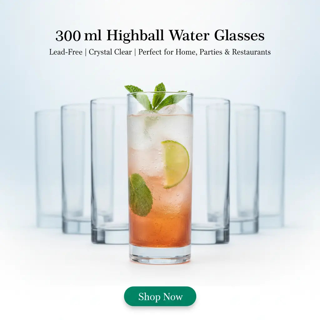 300 ml Highball Water Glass – Tall Lead-Free Glass for Water, Juice, Mojito, and Cocktails, Ideal for Home, Restaurants, and Parties