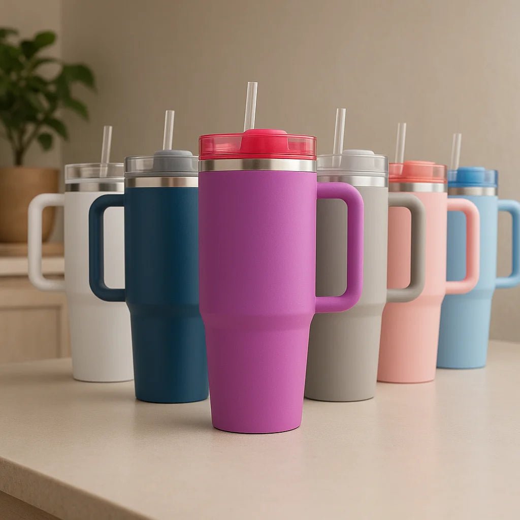 Vacuum Insulated 40oz / 1.18 L Stainless Steel Quencher Tumbler - Spill Resistant & Reusable - Crystalkart Main image