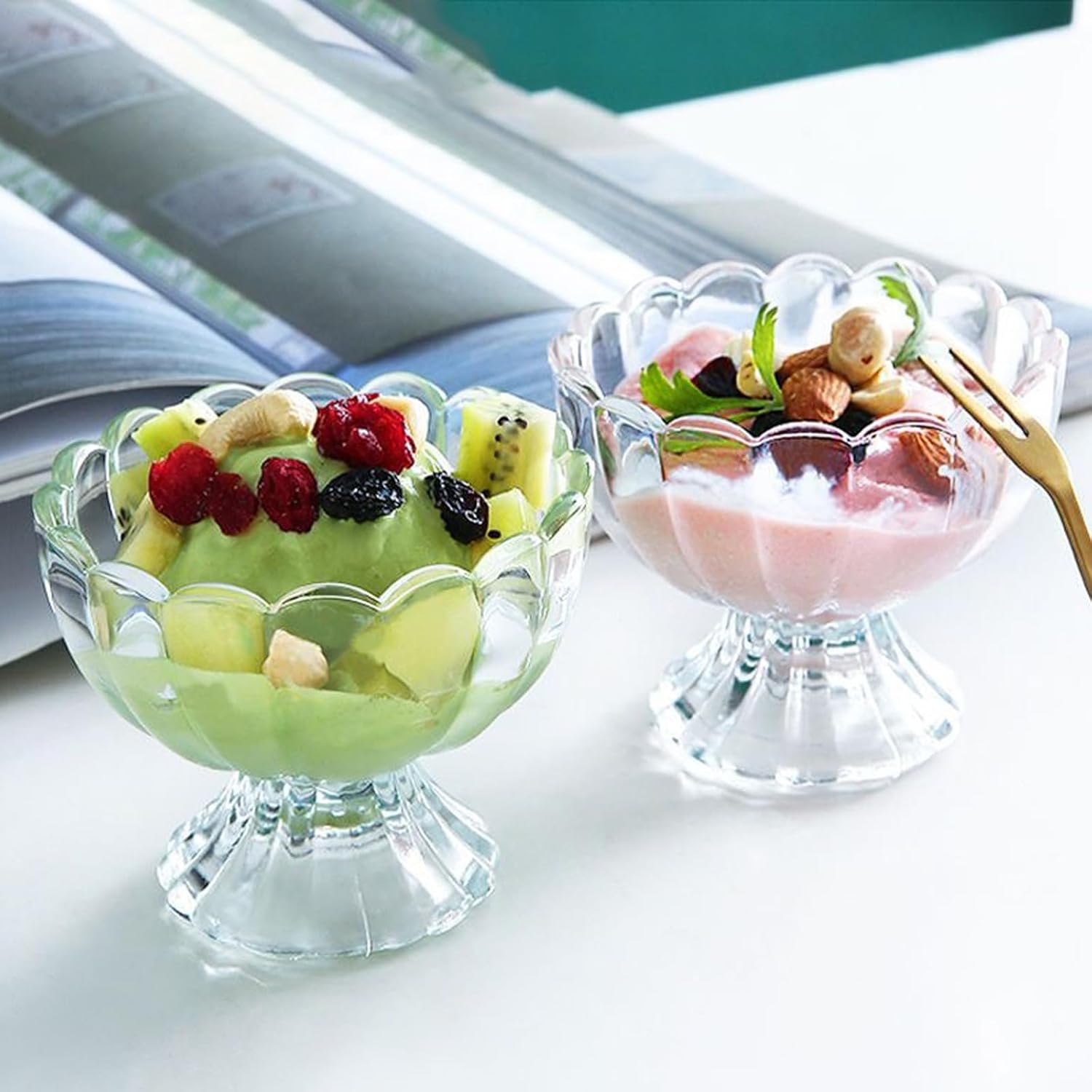 Vintage Crystal Glass Dessert Bowl, 140ml | for Serving Dessert, Ice Cream, Pudding and Fruit Salad