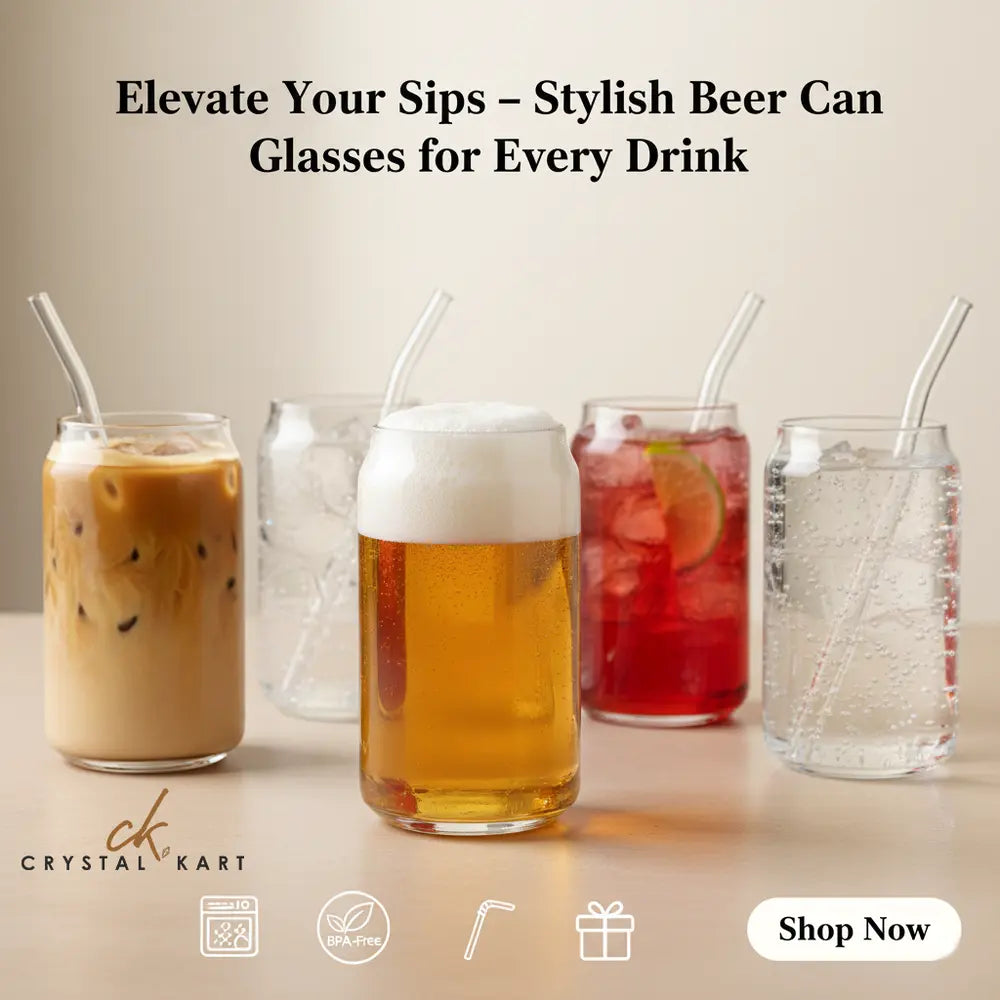 Beer Can Shaped Glasses with Glass Straw - 540ml Tumbler Cups for Coffee, Cocktails, & Beer