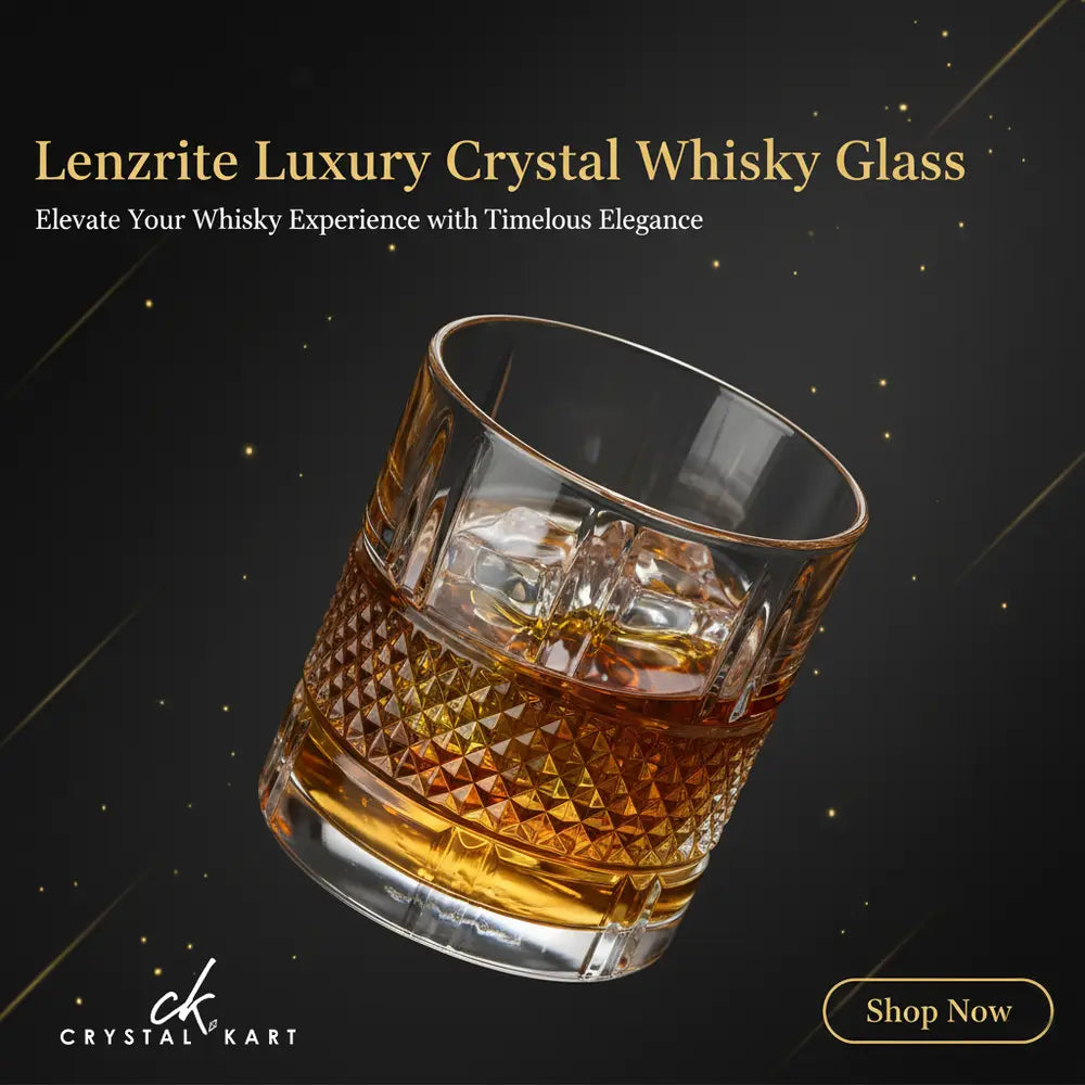 Luxury Crystal Premium Whisky Glass | 350 ml | Stylish Design & Heavy Base | Perfect for Scotch, Mixed Drinks, Wine, Bourbon, Water and Cocktail Drinks