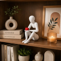 NOBody - Love's Embrace Minimalist Sculpture | Modern Abstract Home Decor Figurine with Red Heart