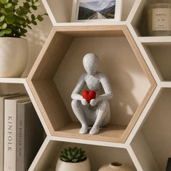 NOBody - Love's Embrace Minimalist Sculpture | Modern Abstract Home Decor Figurine with Red Heart