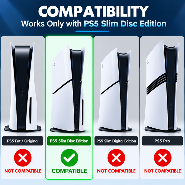 PS5 Slim Disc Edition Horizontal Stand - Multiple Colours