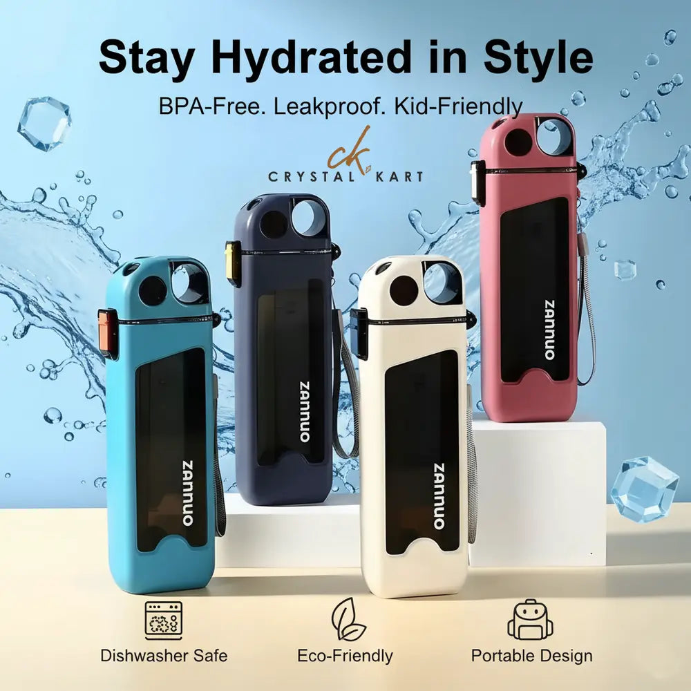 Zannuo 350ml BPA-Free Leakproof Water Bottle with Straw for Kids & Travel