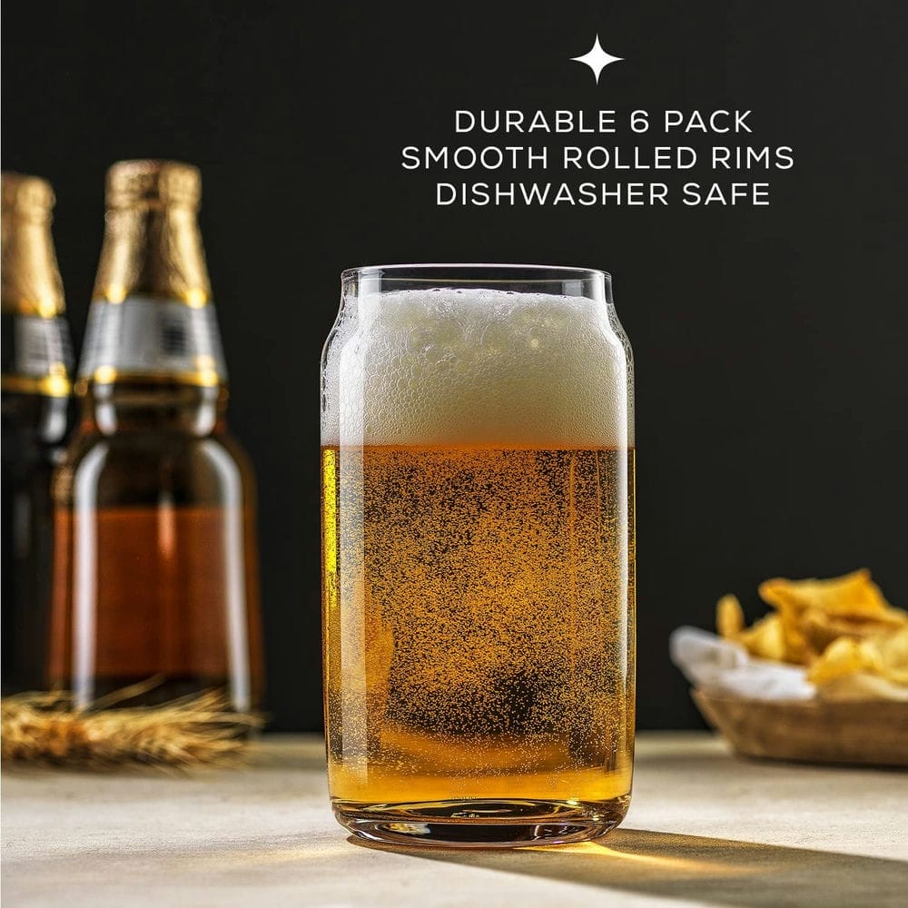 Beer Can Shaped Glasses with Glass Straw - 540ml Tumbler Cups for Coffee, Cocktails, & Beer - Crystalkart