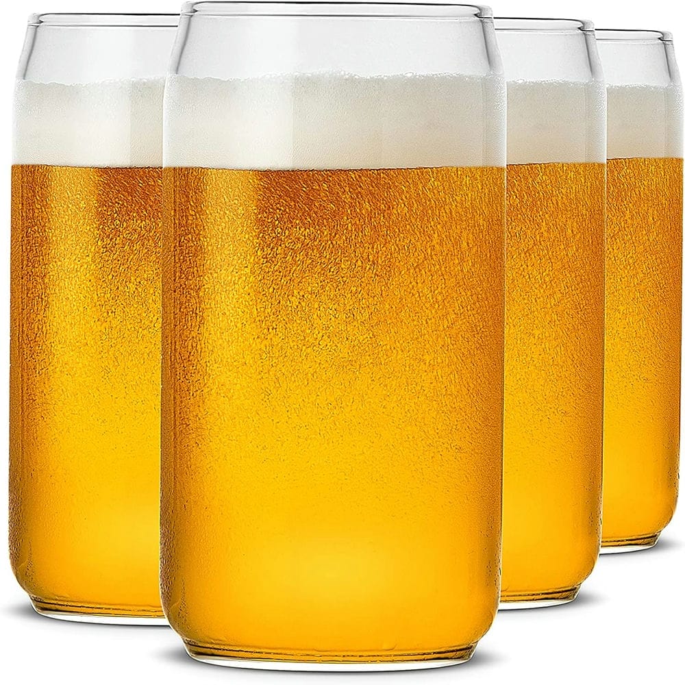 Beer Can Shaped Glasses with Glass Straw - 540ml Tumbler Cups for Coffee, Cocktails, & Beer - Crystalkart
