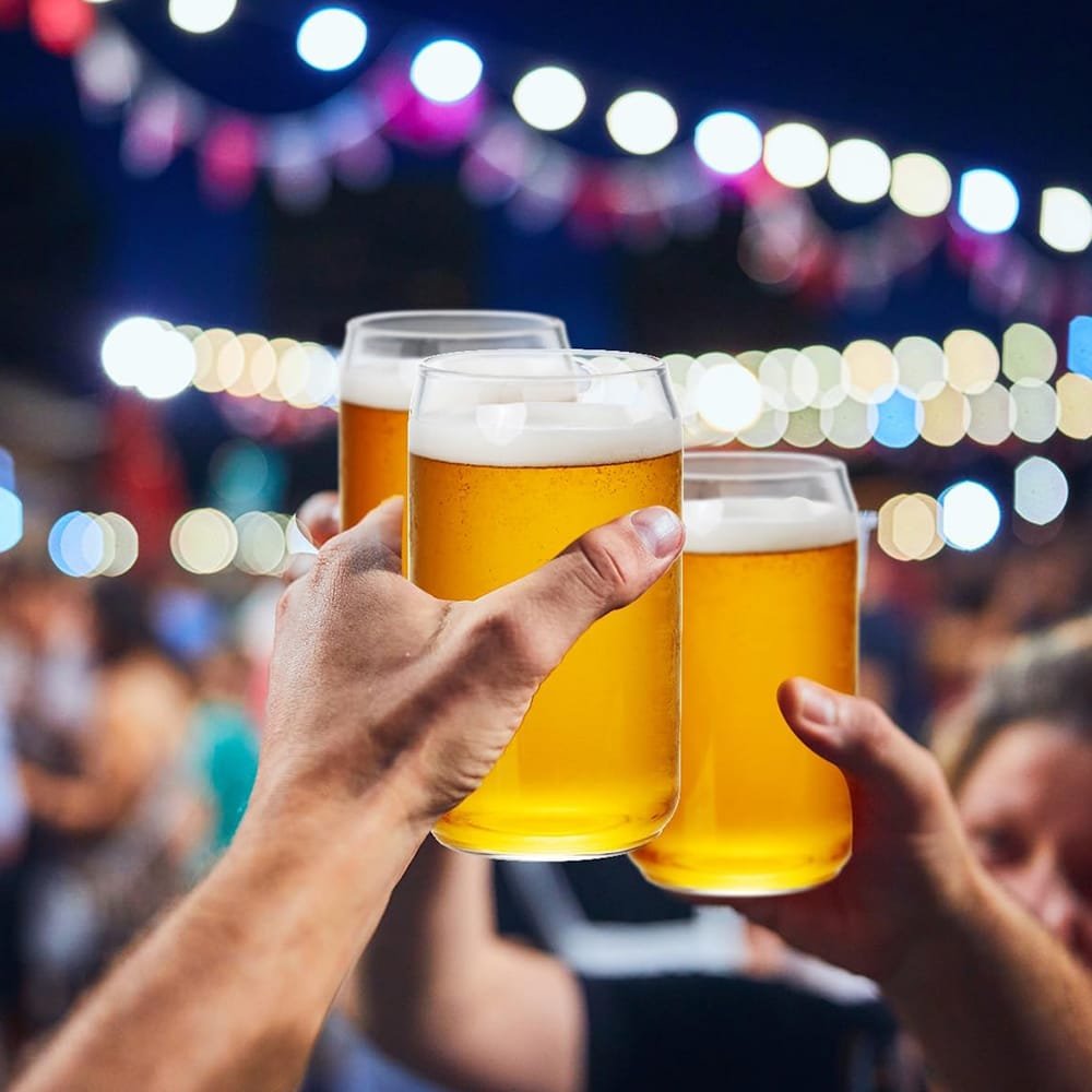 Beer Can Shaped Glasses with Glass Straw - 540ml Tumbler Cups for Coffee, Cocktails, & Beer - Crystalkart