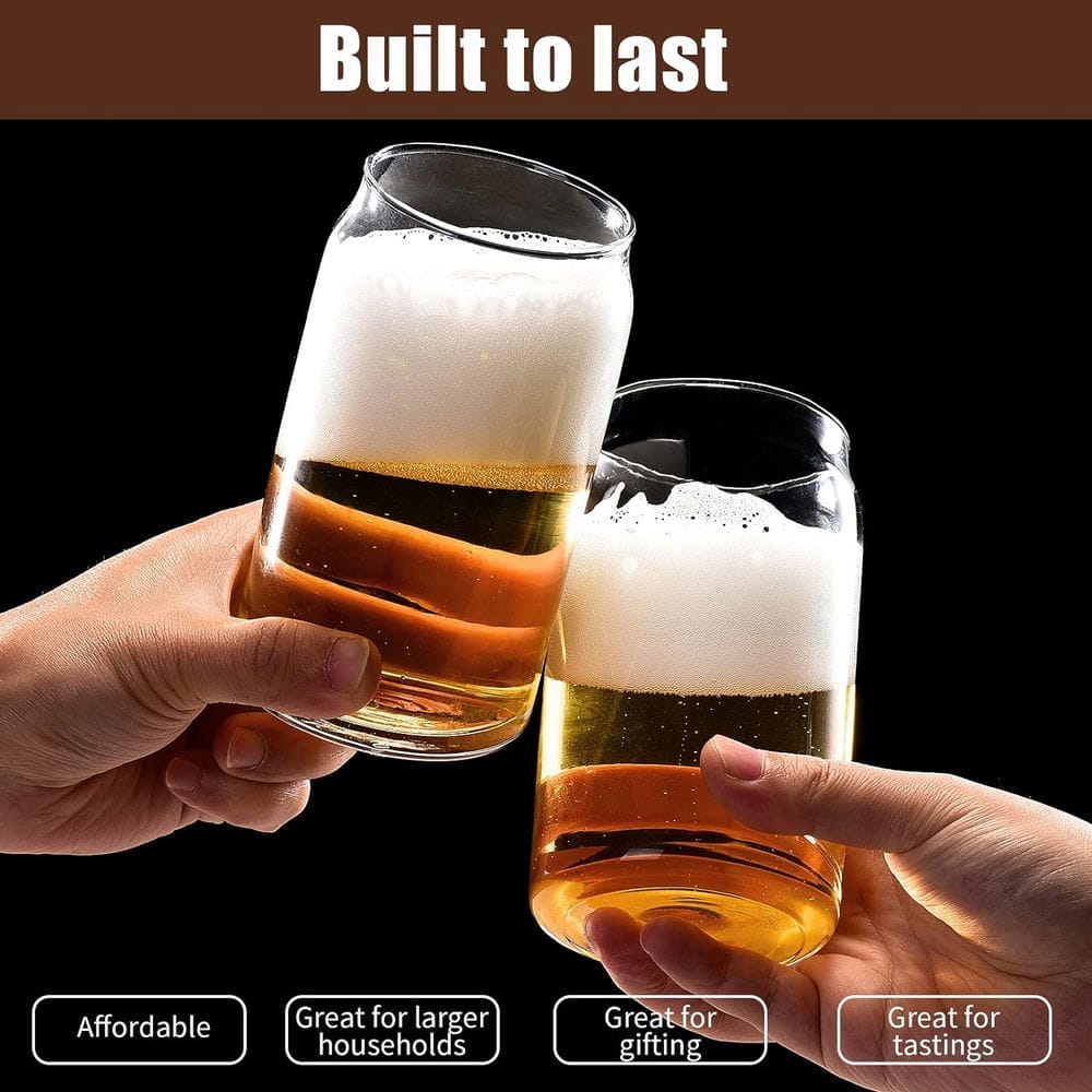 Beer Can Shaped Glasses with Glass Straw - 540ml Tumbler Cups for Coffee, Cocktails, & Beer - Crystalkart