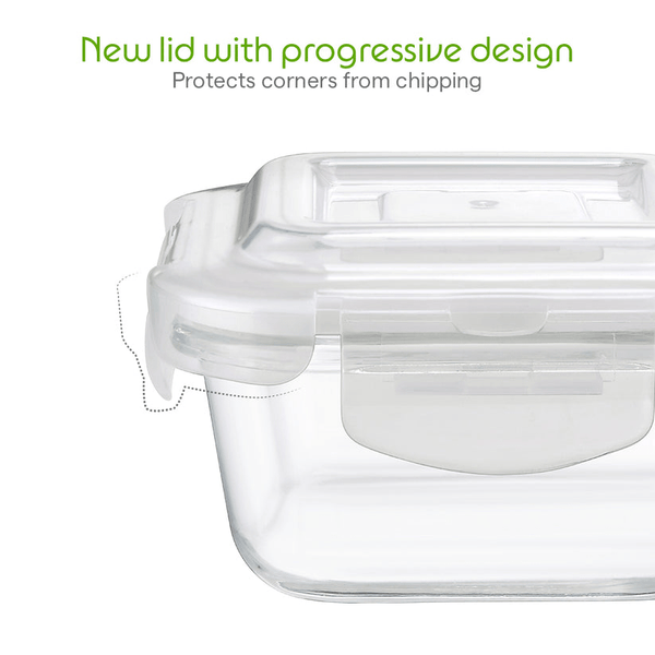 Borosil Klip N Store 2pc Square Food Storage Containers — 320ml & 520ml - Crystalkart