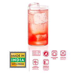Borosil Vision Glass Set of 6 Pcs | 100% Borosilicate Glass Tumblers for Water, Cold Drinks, Juice | Flame Proof, Microwave & Dishwasher Safe | for Daily use & Gifting - Crystalkart