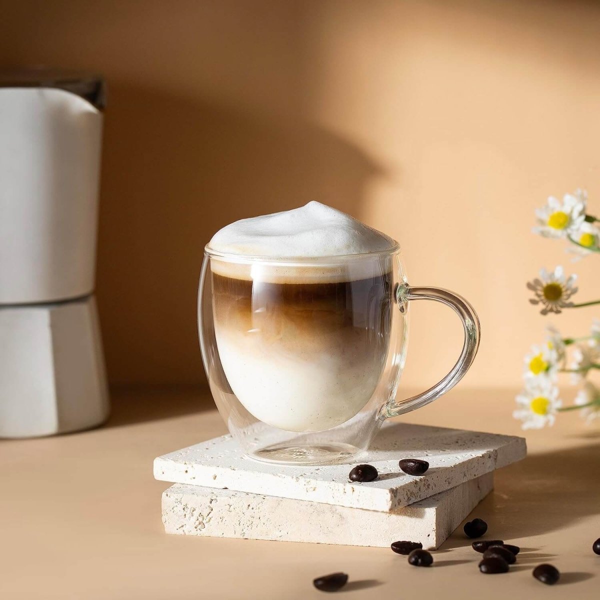 Double Wall Insulated Borosilicate Glass Mugs, 250 ml | Stylish & Durable for Coffee, Tea & More - Crystalkart