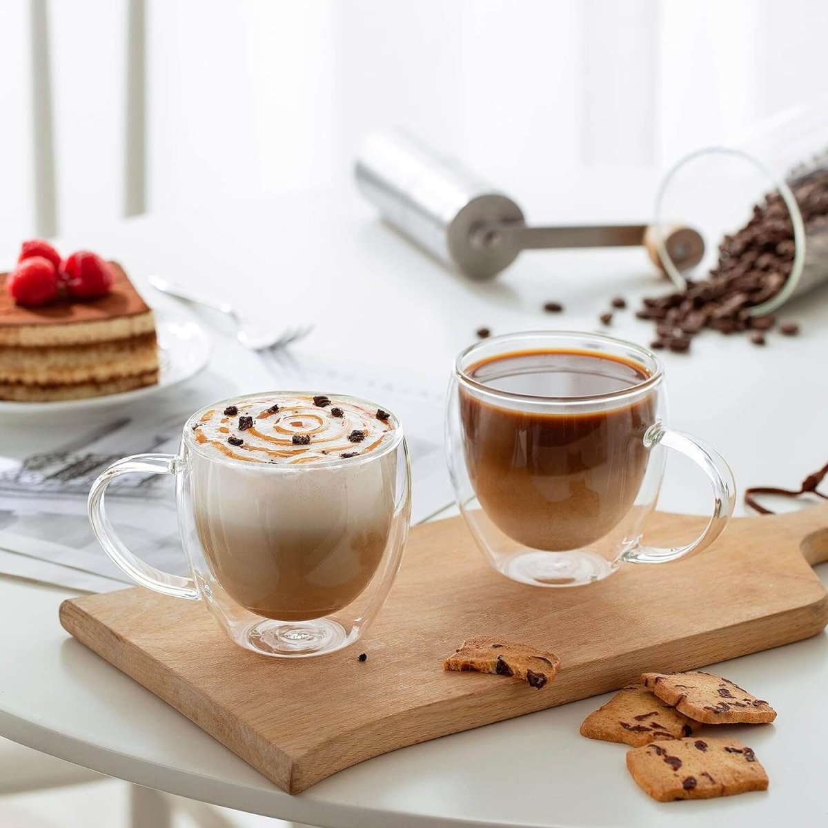 Double Wall Insulated Borosilicate Glass Mugs, 250 ml | Stylish & Durable for Coffee, Tea & More - Crystalkart