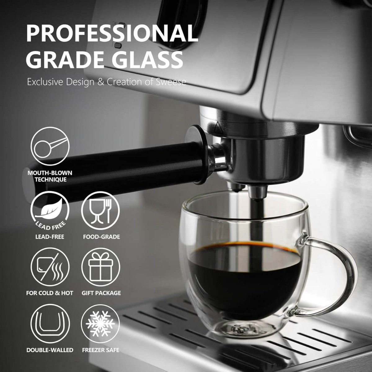 Double Wall Insulated Borosilicate Glass Mugs, 250 ml | Stylish & Durable for Coffee, Tea & More - Crystalkart