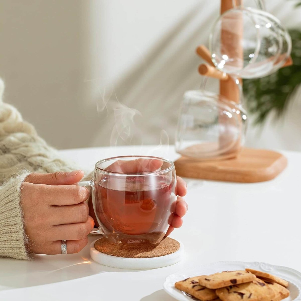 Double Wall Insulated Borosilicate Glass Mugs, 250 ml | Stylish & Durable for Coffee, Tea & More - Crystalkart