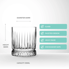 European Crystal Whiskey Glass | 355 ml | Stylish Design & Heavy Base | Perfect for Scotch, Mixed Drinks, Bourbon, Water and Cocktail Drinks - Crystalkart