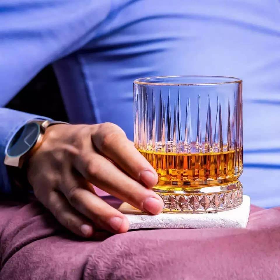 European Crystal Whiskey Glass | 355 ml | Stylish Design & Heavy Base | Perfect for Scotch, Mixed Drinks, Bourbon, Water and Cocktail Drinks - Crystalkart