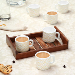 Larah by BOROSIL Angel Gold Opalware Mug | Coffee Mugs, 140 ml Each | Microwave & Dishwasher Safe | Bone - Ash Free - Crystalkart