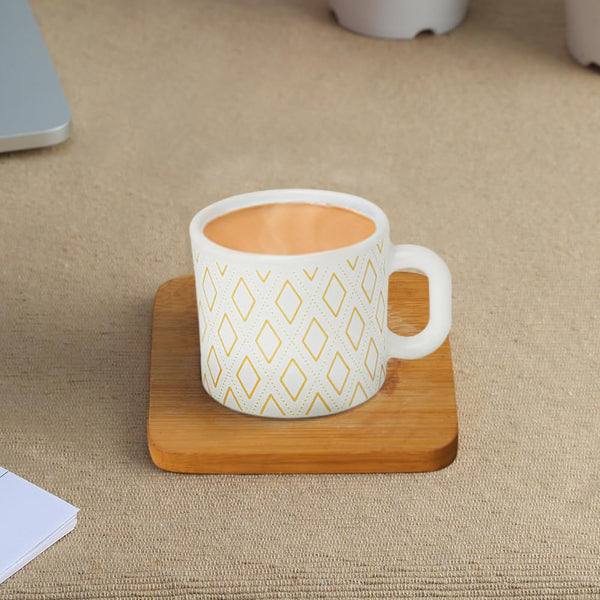 Larah by BOROSIL Angel Gold Opalware Mug | Coffee Mugs, 140 ml Each | Microwave & Dishwasher Safe | Bone - Ash Free - Crystalkart