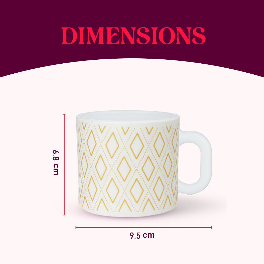 Larah by BOROSIL Angel Gold Opalware Mug | Coffee Mugs, 140 ml Each | Microwave & Dishwasher Safe | Bone - Ash Free - Crystalkart
