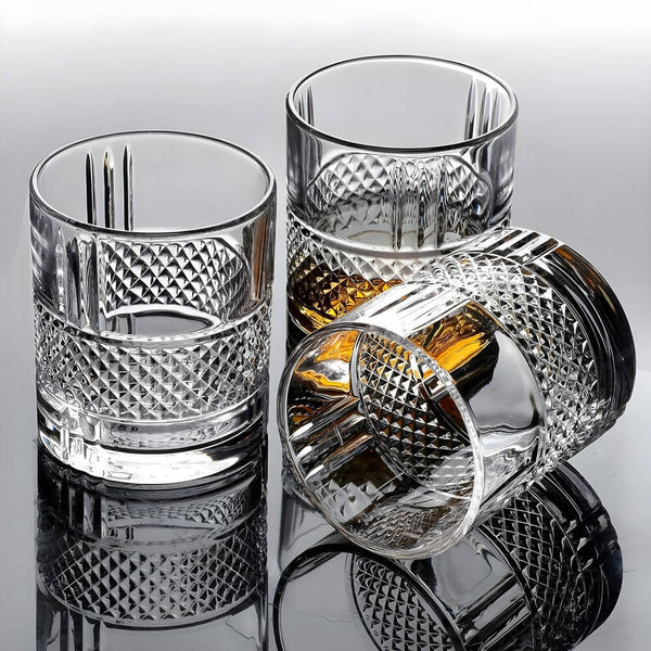 Luxury Crystal Premium Whisky Glass | 350 ml | Stylish Design & Heavy Base | Perfect for Scotch, Mixed Drinks, Wine, Bourbon, Water and Cocktail Drinks - Crystalkart