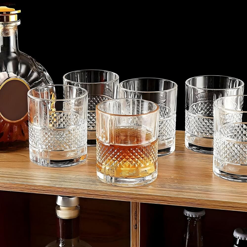 Luxury Crystal Premium Whisky Glass | 350 ml | Stylish Design & Heavy Base | Perfect for Scotch, Mixed Drinks, Wine, Bourbon, Water and Cocktail Drinks - Crystalkart