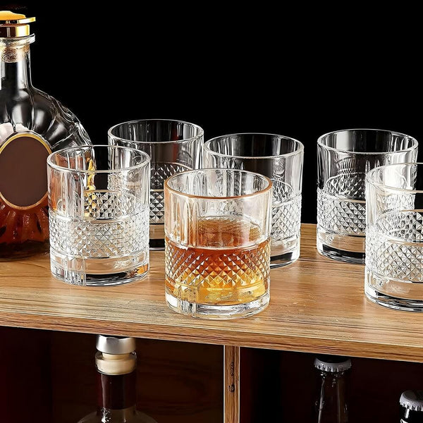 Luxury Crystal Premium Whisky Glass | 350 ml | Stylish Design & Heavy Base | Perfect for Scotch, Mixed Drinks, Wine, Bourbon, Water and Cocktail Drinks - Crystalkart