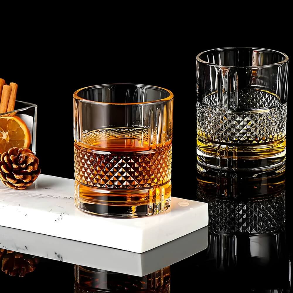 Luxury Crystal Premium Whisky Glass | 350 ml | Stylish Design & Heavy Base | Perfect for Scotch, Mixed Drinks, Wine, Bourbon, Water and Cocktail Drinks - Crystalkart