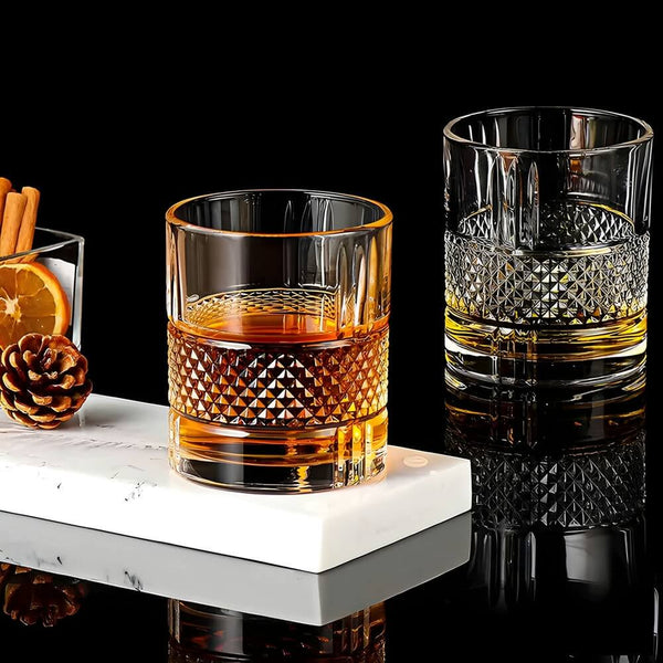 Luxury Crystal Premium Whisky Glass | 350 ml | Stylish Design & Heavy Base | Perfect for Scotch, Mixed Drinks, Wine, Bourbon, Water and Cocktail Drinks - Crystalkart