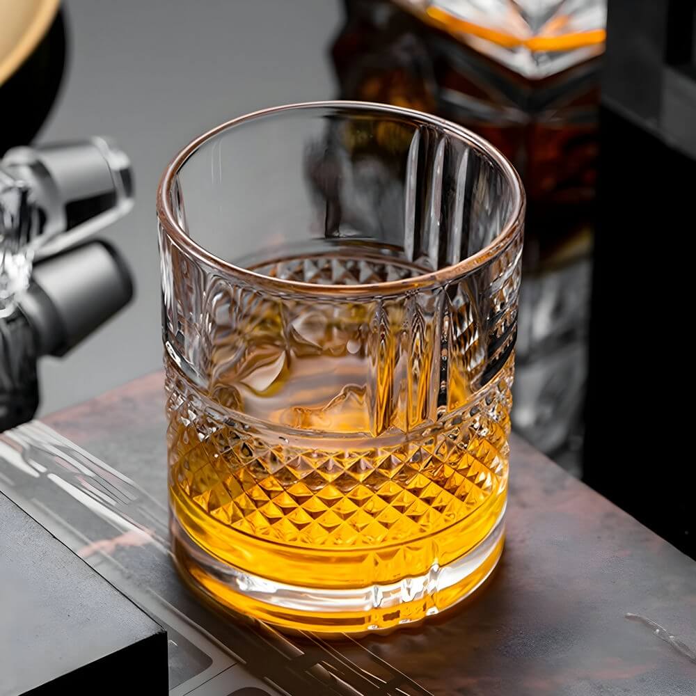 Luxury Crystal Premium Whisky Glass | 350 ml | Stylish Design & Heavy Base | Perfect for Scotch, Mixed Drinks, Wine, Bourbon, Water and Cocktail Drinks - Crystalkart