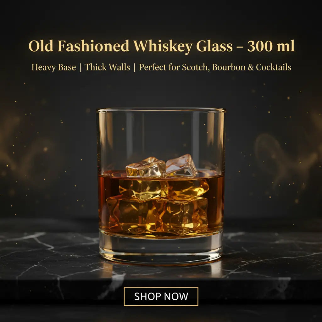 Old Fashioned Whiskey Glass with Heavy Base and Thick Walls – Perfect for Scotch, Bourbon, Mixed Drinks, Cocktails, Juice, and Water