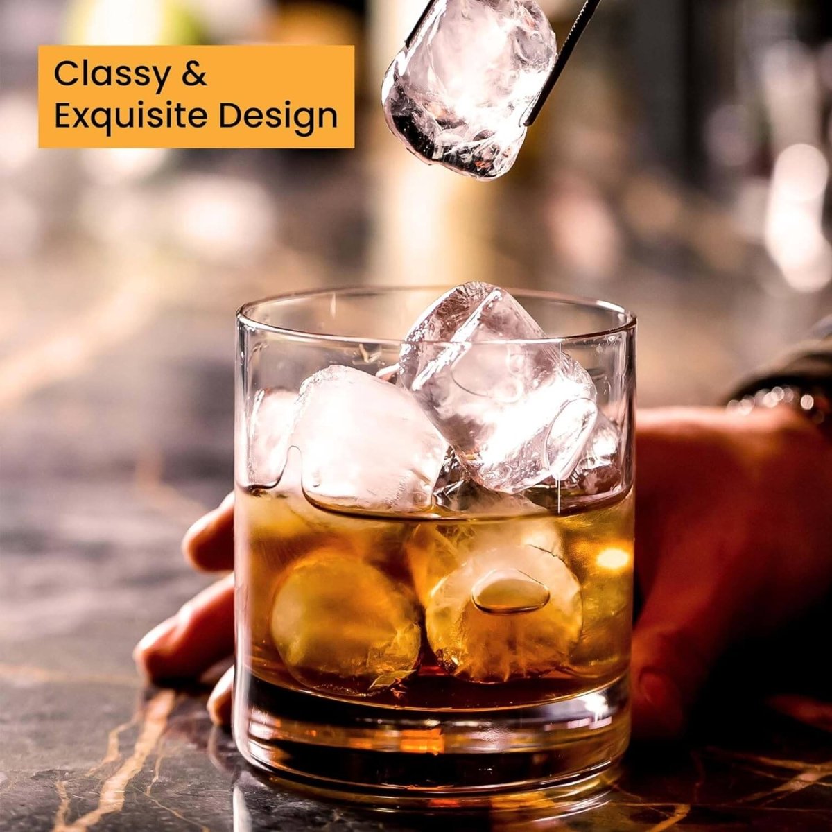 Old Fashioned Whiskey Glasses | Heavy Base, Thick Walls | Perfect for Scotch, Whisky, Mixed Drinks, Bourbon, Cocktails, Juice and Water - Crystalkart