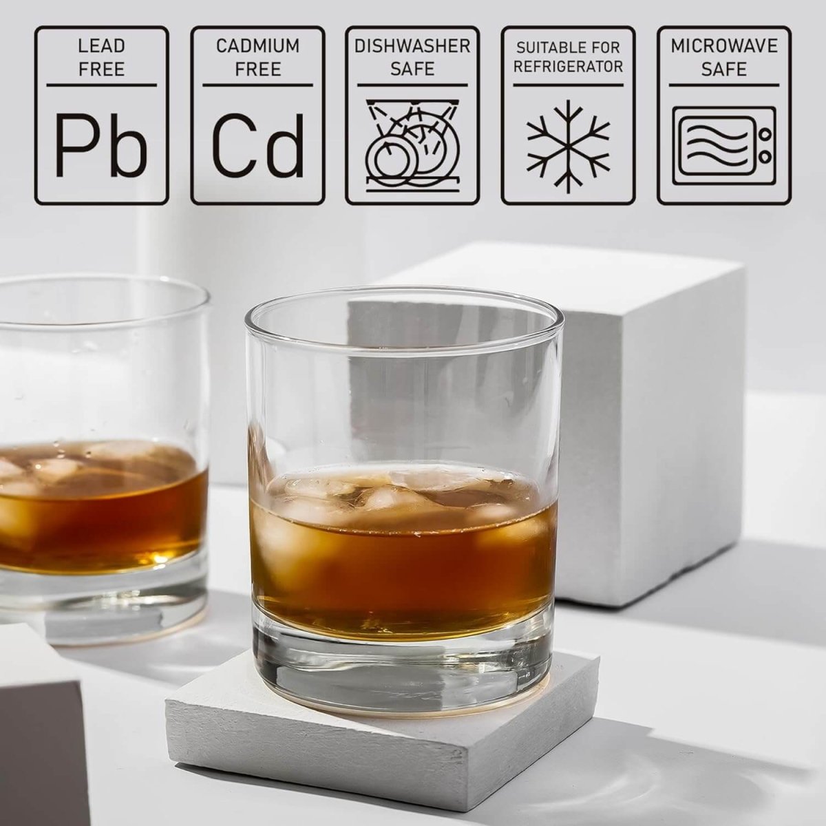 Old Fashioned Whiskey Glasses | Heavy Base, Thick Walls | Perfect for Scotch, Whisky, Mixed Drinks, Bourbon, Cocktails, Juice and Water - Crystalkart