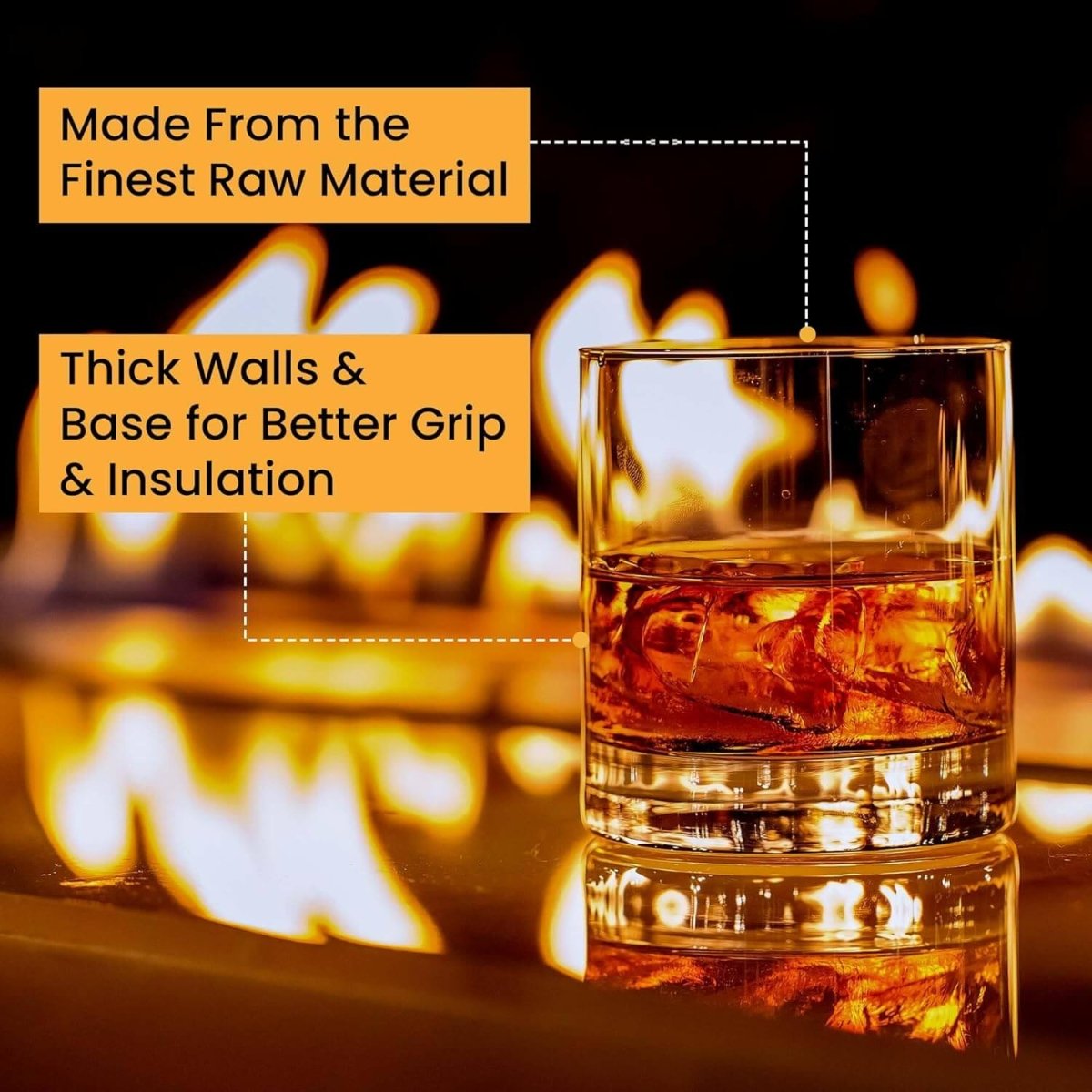 Old Fashioned Whiskey Glasses | Heavy Base, Thick Walls | Perfect for Scotch, Whisky, Mixed Drinks, Bourbon, Cocktails, Juice and Water - Crystalkart