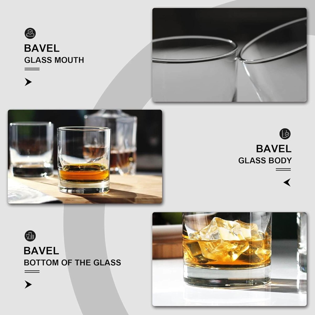 Old Fashioned Whiskey Glasses | Heavy Base, Thick Walls | Perfect for Scotch, Whisky, Mixed Drinks, Bourbon, Cocktails, Juice and Water - Crystalkart