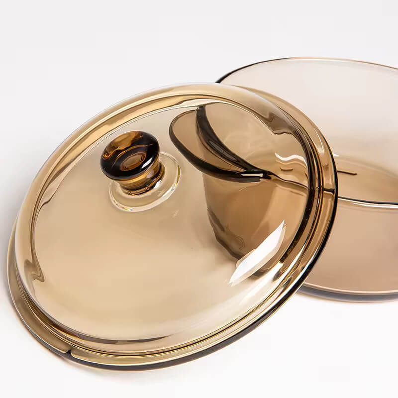 Round Color Glass Casserole with Lid, 1000 ml | Microwave Safe, Heat Resistant, Easy to Clean, Stylish Serving Bowl for Cooking, and Storage | Durable Glass Design for All Occasions - Crystalkart