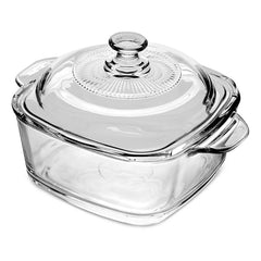 Transparent Tempered Glass Square Casserole with Lid - 2150 ml, Microwave Safe, Heat - Resistant, Durable, and Elegant Design - Crystalkart